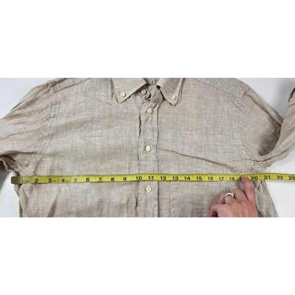 Slim Fit Beige Linen Fancy Shirt camicissima neutral Italian designer 41 / 18 - Picture 7 of 8